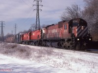  A scruffy looking CP 4706 leads a pair of C-424's 4238 and 4239 on train 508 (Detroit-Montreal) approaching Leaside on the North Toronto Sub. 