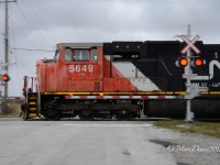 CN 5649 having just arrived in Sarnia takes the light at Blackwell in order to shove back into the yard.