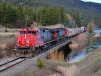 Got lucky in catching CN nos.2520 & 2632 rolling across the Monte Lake trestle with a southbound load of empties.