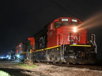 On a rather damp November night, CN A43431 05 makes a set-off at Paris with CN 5258, IC 2726, CN 4771, and CN 4114.

Leader 5258 was one of two CN engines (5261 being the other) that were converted for operation with natural gas back around 2012