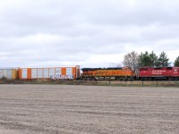 Back on the move after setting off at Pender, 244 is headed for Wolverton with CP 3119, and BNSF 7937. They'll drop their remain 44 autoracks there, and run light power to Toronto