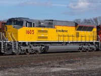 <b>EMD Tier 4 Demonstrators on CN</b>  EMDX 1605 and EMDX 1606 were in transit on CN M323 through Brantford this afternoon on their way to Winnipeg.  In October of 2015, Progress Rail unveiled their Tier 4 version of the popular SD70Ace model.  Demonstrator units began to arrive on Class 1 properties throughout 2016.  Thus far only Union Pacific has committed to orders of the new model, but with the news of GE looking to sell their locomotive division in the news recently, one has to wonder whether we will be seeing more new EMD units appearing on CN as well.