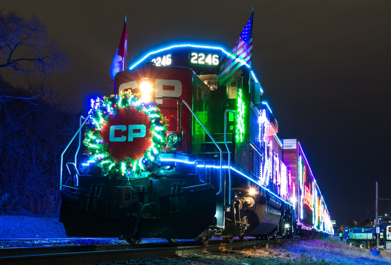 CP O2H is ready to depart Kinnear Yard for their overnight layover in Aberdeen Yard.  This was the largest crowd of people I have ever seen in Hamilton this year!  A reported 13,000 people came out to the concert and to see the train.  It is always a great way to kick off the Christmas season with this train.