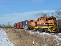 Quebec Gatineau's Lachute sub freight makes an eastbound turn from Thurso to Ste-Therese twice weekly.

Ken Goslett
