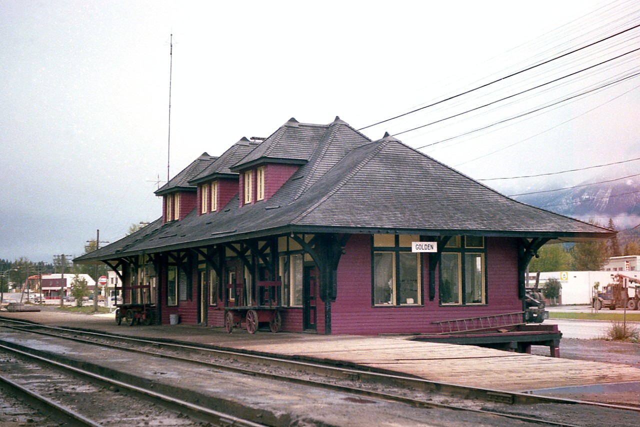 Golden BC being a division point; junction of Windermere and Mountain subs, it became quite the busy train town. Up unto about 25 years ago this station served the railway; after it outlived it's usefulness the 1904-built station was moved, and has begun a new life as an area museum. I was unable to remember its exact location along the line, so correction would be appreciated.