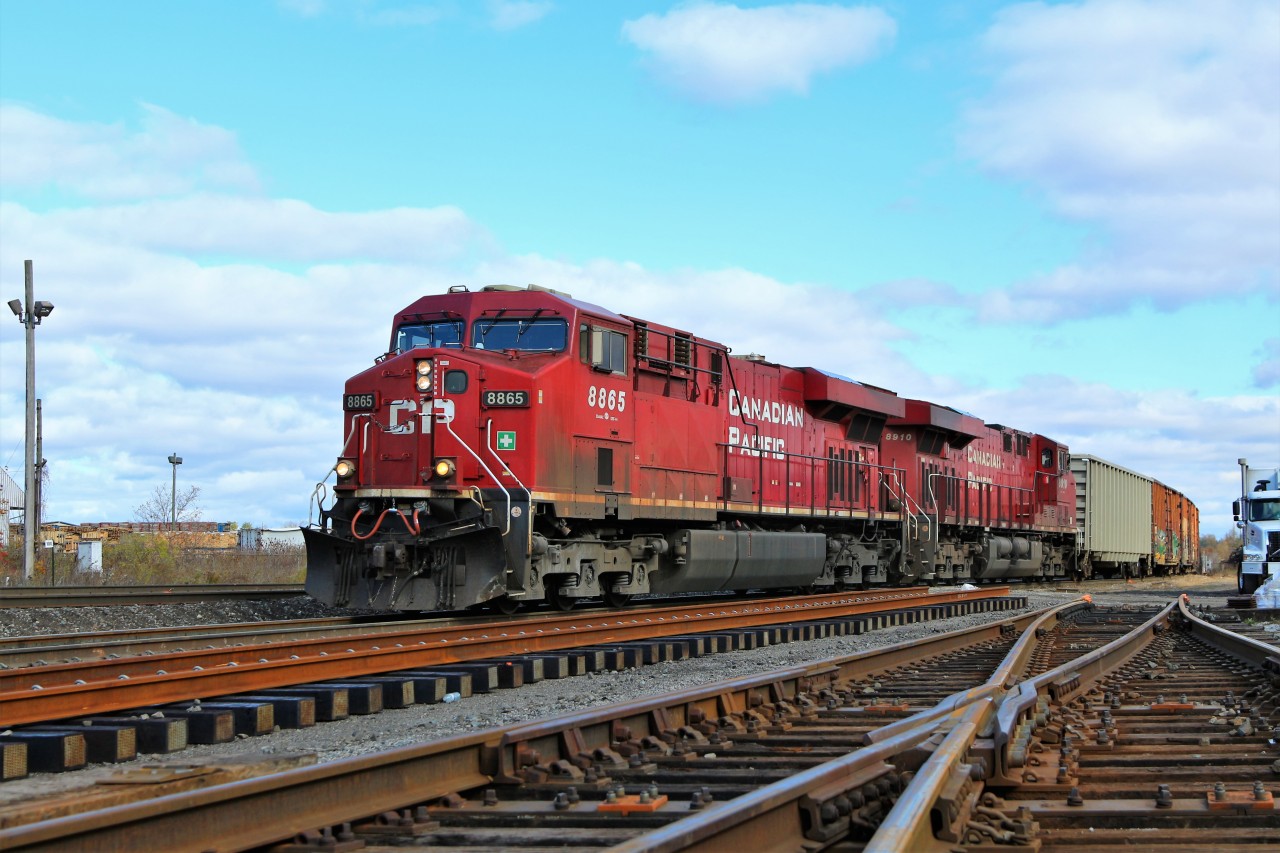 The past, the future and the present all in one photo. The old main line and "X" to 'Ham One', a future piece in the process of being constructed, and the present line with daily CP 246 led by CP 8865 and CP 8910 headed for Desjardins.
