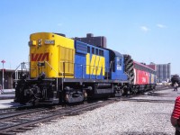 The power on the Westbound Canadian has just uncoupled to be to be changed out during the station stop. VIA's only RS-10 is the trailing unit. 