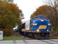 I always find it hard visiting St. Thomas considering how busy it once was. I never witnessed it in its former glory but at least when I started visiting St. Thomas most of the lines through town were still intact. Today was a nice surprise as Ontario southland headed St. Thomas bound from Ingersol just as I arrived. Here the train is seen departing the CN yard along the one time main line Cayuga subdivision. It has been years since the parallel service tracks have groaned under the weight of a train.The burnt autumn colours this year seem to be lingering longer in some areas then other years in the past.