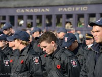 <b>We will remember them: </b> Cadets from the Conestoga College Firefighter course are lined up in sombre remembrance of those who sacrificed their lives for our freedom. These kids may not remember the war; those who were on battlefields during the last Great wars dwindle in numbers; but they were here in 2015, along with Soldiers from more recent conflicts. They remember. Through their memories and spirit, these kids will remember. Our children will remember. We will remember them.