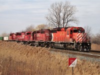 CP 6048, STL&H 5651, SOO 6062 and CP 8854 depart Windsor ahead of train 242 after making a lift in Walkerville Yard. The incredibly invasive, destructive Phragmites australis ssp. australis dominates the bottom left of the photo.