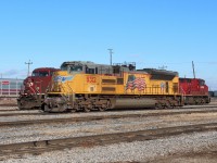 Union Pacific SD70Ace 8312 waits for servicing to go out on train 141. CP 9708 will be the leader with the 8312 second and a BNSF warbonnet trailing.