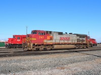BNSF warbonnet 747 parked at the east end of Agincourt, it will go out on train 141 tonight trailing a UP SD70Ace with CP AC4400 9708 leading the way.