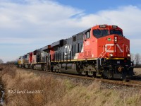 One never knows what the power is going to be on the daily 509 train between London and Sarnia and back. Today we have CN 2988, CN 2848, CN 5481 and one of the CREX lease units 1514.