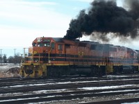 SLA 3806 and GEXR 2073 doing yard work in the yard pulling an extremely long cut of cars pushing 3806 into high throttle giving a smoke show!