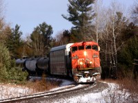 After reducing at Smail and meeting 101 at Brechin, 318 proceeds south to Pine Orchard, where they'll meet a 105.

With CN putting in an order for 200 more gevos, one has to believe that these units may be their final years.