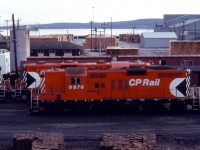 Back in the 1980s, the E&N was a relatively busy line. Here we see two sets of un-rebuilt GP9s waiting for their next assignments in Nanaimo. 