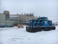 DESX 206, on standby, in the yard at Glencore Sudbury INO Smelter waiting for a load to shunt around the property.