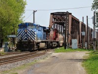 A mixed CP freight heads into Canada crossing The International Bridge at Fort Erie. 