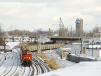 The conductor and engineer that brought CN B730 from Belleville to Montreal are out to give a rollby to the potash train as it leaves Turcot West with a Joffre crew now onboard. 