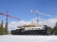CN 6200 is a 4-8-4 Northern which is preserved on the grounds in front of the Canada Science and Technology Museum, which reopened to the public just a few weeks ago after being closed since 2014. Behind the engine is a new building which I believe will be used by the museum.