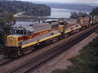 On the fateful day of 27 June 1972 (the day Erie Lackawanna declared bankruptcy), a U25B/U25B/C424 lash-up is in charge of train TC 100 detouring over CN lines. This was one of 30 eastbound and 14 westbound trains that operated over CN between Fort Erie, Ontario and Rouses Point, New York. Interestingly, these trains by-passed Montreal, operating directly between Coteau and Cantic, Quebec over the Valleyfield sub.