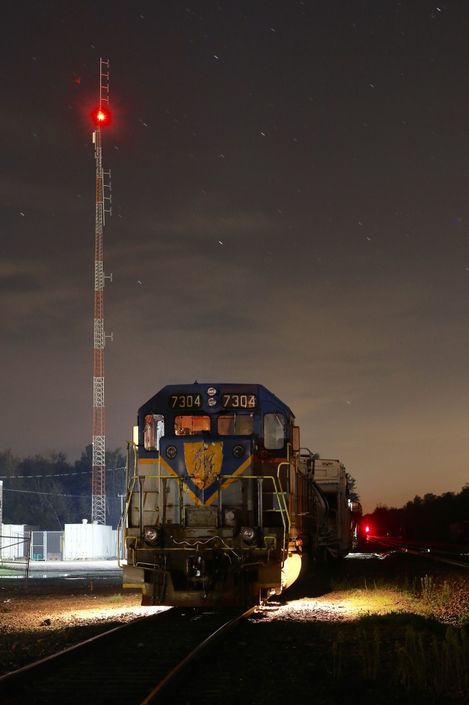All is quiet in the early morning hours of May 22. D&H GP38-2 7304 was well followed by rail fans over the previous several days as it sprayed weeds westward from Montreal. After spending the next several hours slumbering away at the junction the unit and its train will begin its gradual journey out through western Canada. The 7304 has seen many changes during its lifetime, from shedding its as delivered Lehigh Valley paint so many decades ago, to being transferred to the D&H as part of the start up deal with Conrail. Today it is one of only two D&H painted units left on CP's roster, and if it ever goes through a rebuild before retirement it will trade its classy D&H paint for CP red. Many changes have also taken place at CP's Guelph Jct. over the past several months including the removal of the track the 7304 is sitting on as well as the erection of new signals protecting both the Galt sub as well as the Hamilton sub.
