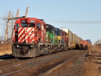 With train 142 clear, CP 5956, NREX 7931, ICE 6413 and SOO 6047 are ready to proceed west to Chicago with train 241. 142 was lead by CP 6021 along with a GE, meanwhile train 240 was waiting at Dougall Ave. a few miles west of here lead by two SD40-2's.