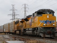 Having been delivered from EMD not to long ago, UP 9068 lead's CP 244 in Windsor.