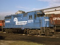 One of several CR GP35,s on lease to CP. Unfortunately an unwanted or welcome model. GP38 and SD40s would replace the 35s. The 2277 only lasted a short time before being returned, as i understand at the request of Conrail. 