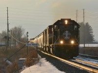 The second gem of the day delayed my trip home a little more when I got word of an extra 396. The IC leader was good enough for me and the BCOL barns were a bonus. Soft winter evening light really saved this from being harshly backlit and caused a "golden (death)star" instead