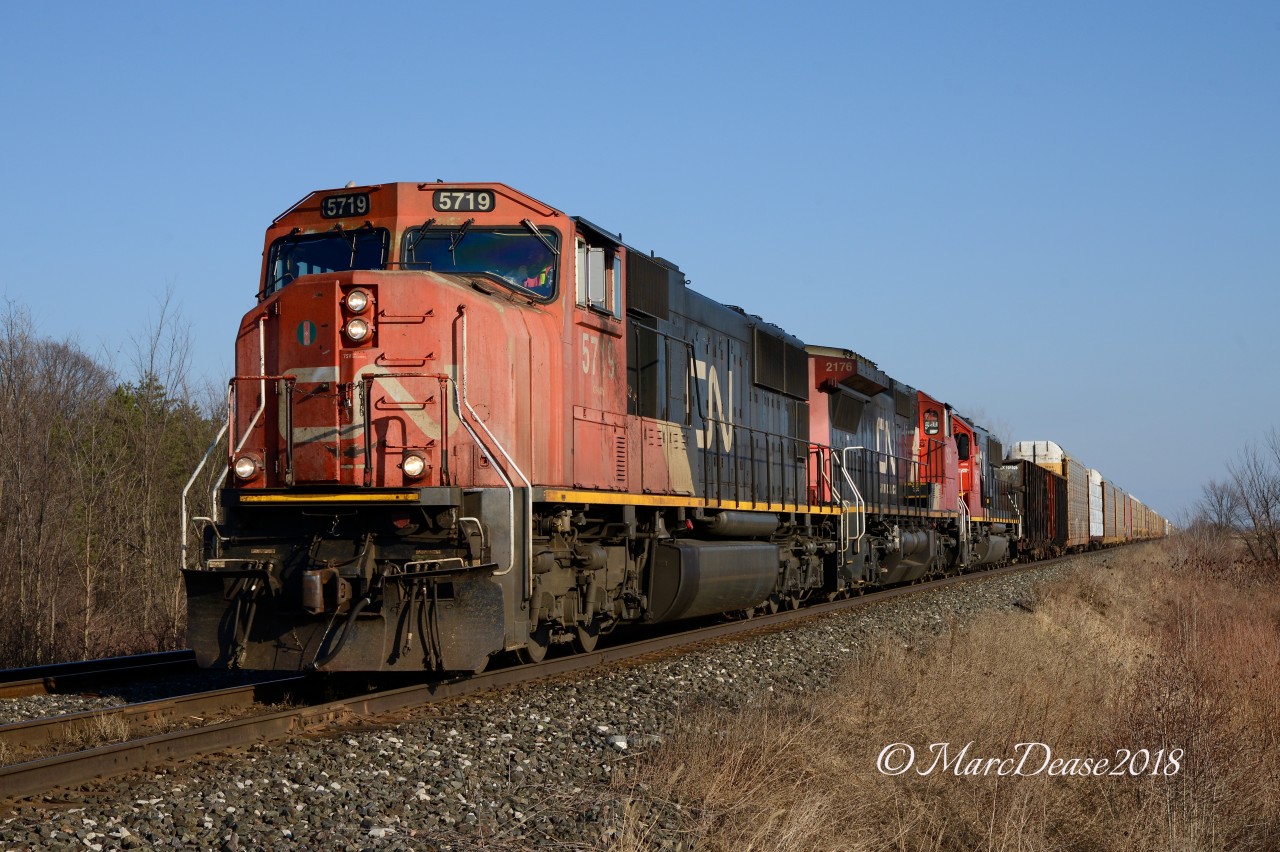 CN 5719 flys by Brigden Sideroad on a beautiful January afternoon.
