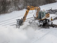 CN crew clearing the switches during a recent snowfall 