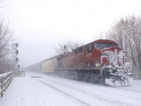 CP 8541 is at the rear of loaded ethanol train CP 650 which is bound for Albany, NY as it passes Lasalle Station.