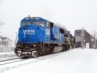 10 years ago today it was a lot snowier as NS 369 slowly pulled across the International Bridge to enter Canada and interchange cars with CN.  The practice continues today, often mid-afternoon, however the train symbol is currently NS C93.  It's a good way to get a dose of American railroading without actually having to cross the border, and given the short run from NS's Bison Yard you never now what power will show up on the train.  Unfortunately it won't be Conrail blue.