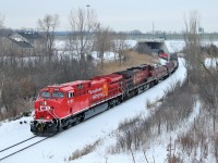 What a contrast in colour between the freshly refurbished CP 8102 and its running mate in CP 8575 as CP 246 heads out from under the Highway 6 overpass at Newman Road.