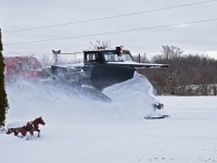 Myself and a good friend got a heads up about the plow run the Goderich-Exeter railway was doing, so we decided to make the trip over to watch it. This was the first plow run I've seen. In response to Steve Host's photo of the GEXR plow run, I too managed to capture some horses in my photo, albeit not as lively as the ones in his photo.