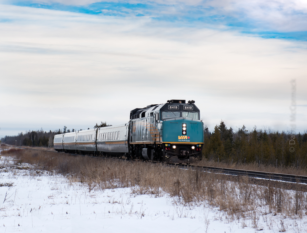 VIA travelling 130km/h through eastern Ontario.