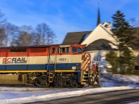 My first shot of the new year, 2018. Panning BCOL 4623 as they lead train 406 at Rothesay, New Brunswick. 