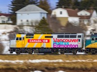Back in February 2017, With it's fresh 150 year wrap, VIA 15, westbound "The Ocean" races through Memramcook, New Brunswick. At the time, this was the first unit that made it to Atlantic Canada with the new 150 wrap. 