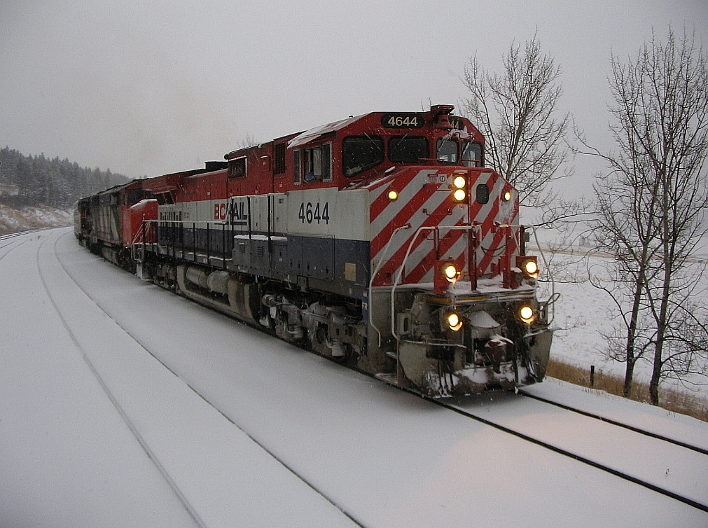 While working the Exeter yard, we had cleared train 470 through our work limits and I took a brief moment for this grab shot, time was 15:15 on this gloomy winter afternoon. The 4644 seemed to be leading quite often on this power cycle of locomotives between North Vancouver and Prince George. The crew on 470 is from Lillooet and has many miles left on their return trip to their home terminal.
