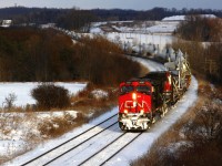 CN X311 peaks through a nice sucker hole as they slow to a stop to let VIA 47 roll by on the north track.