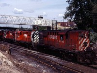 Another shot of an eastbound in Sudbury, this time a solid set of MLWs (RS18s 8733 and 8771, RS10 8560 and RS18 874?).