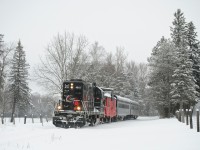 The Credit Valley Explorer tour train rolls through the Orangeville Golf Course in a magestic winter scene. This apparently is the train's last Sunday run but still will stick around for a bit so if you can shoot it, shoot it!