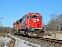 On a beautiful bright clear day, CP 147 with a nice clean SD60 in CP 6252, runs light power with BNSF 7339 approaches the Victoria Road crossing on their way to Wolverton.