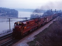 Well, this edition of the "Starlight" certainly was a surprise--powered by a pair of Lake Superior & Ishpeming U23Cs. Over the winter of 1969-1970, according to the UCRS Newsletter, CP leased three of these units (2300-2302) and based them out of Winnipeg...so catching them in southern Ontario was definitely unusual!