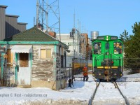 <b> End of the line </b> as crews close the gates behind them, what could be the last car loaded in mere days this will be the end of the Resolute Forest Products / formerly Ontario Paper Company plant in Allanburg, ending 103 years of paper making. I didn't know it at the time, but the plant shut down Mid December 2016 for good and has yet to reopen, I was simply in the right place at the right time. I'm also informed, subject to debate, that Trillium provided crews for this operation in the end, but operated using paper company owned equipment. The locomotives (three in total) should still be inside the plant. For some photos in past days of glory, this plant probably shipped upwards of 10 to 20 cars a day out and recieved pulpwood by train (20-30 cars at a time) making this a VERY busy rail customer in the past. In December 2016 - they were shipping two cars a week. More photos such as <a href=http://www.railpictures.ca/?attachment_id=12825> this </a> and <a href=http://www.railpictures.ca/?attachment_id=28707>This photo by Arnold showing better days.</a>