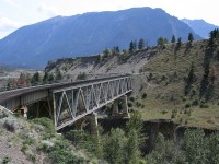 mile 160.2 BC Rail, bridge over the Fraser River. Unfortunately I do not have any data such build date, length, height etc.
This was my view from the cab.