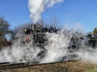 Blowing off a little steam prior to departing St. Jacobs.