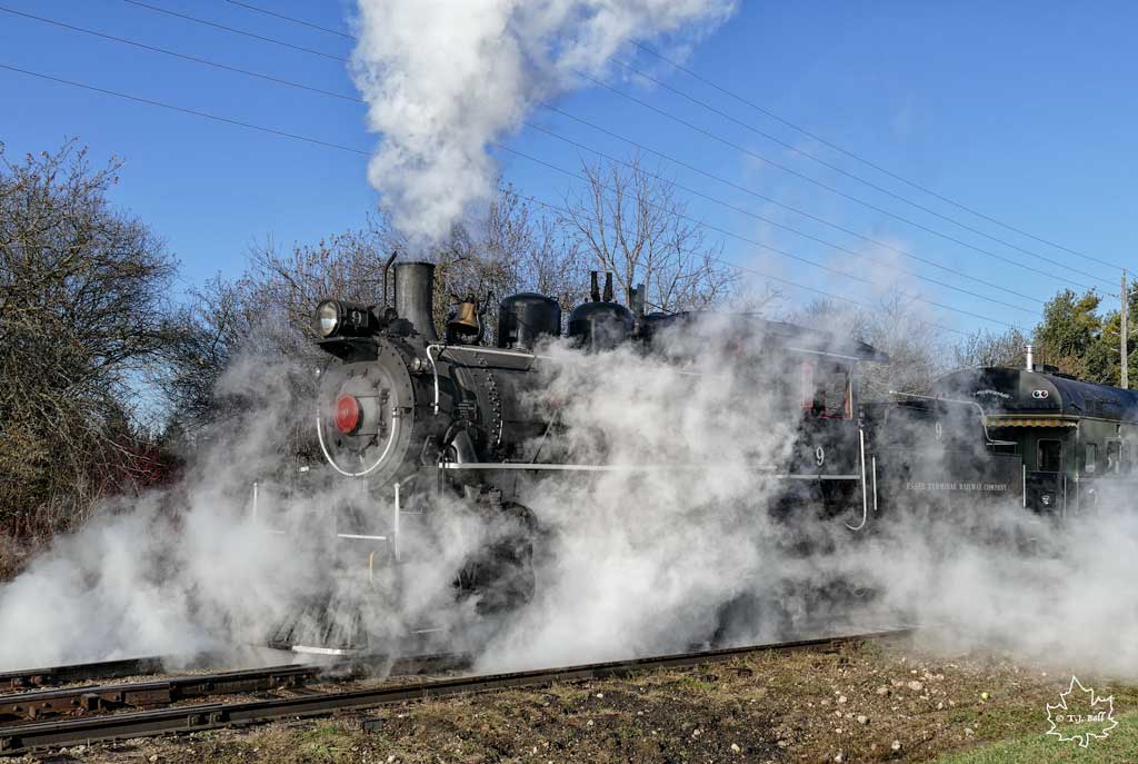 Blowing off a little steam prior to departing St. Jacobs.