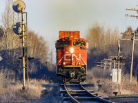 In a frosty sunrise, CN 8947 powers CN Q120, as they approach Maccan, Nova Scotia. Shot with my Sigma 150-600mm lens.